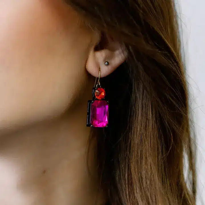 Twin Gem Earring, Pink & Orange image 1