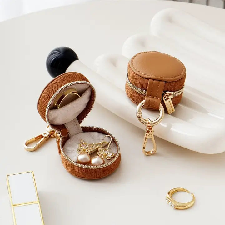 Mini Bag Charm Jewellery Case, Tan image 0