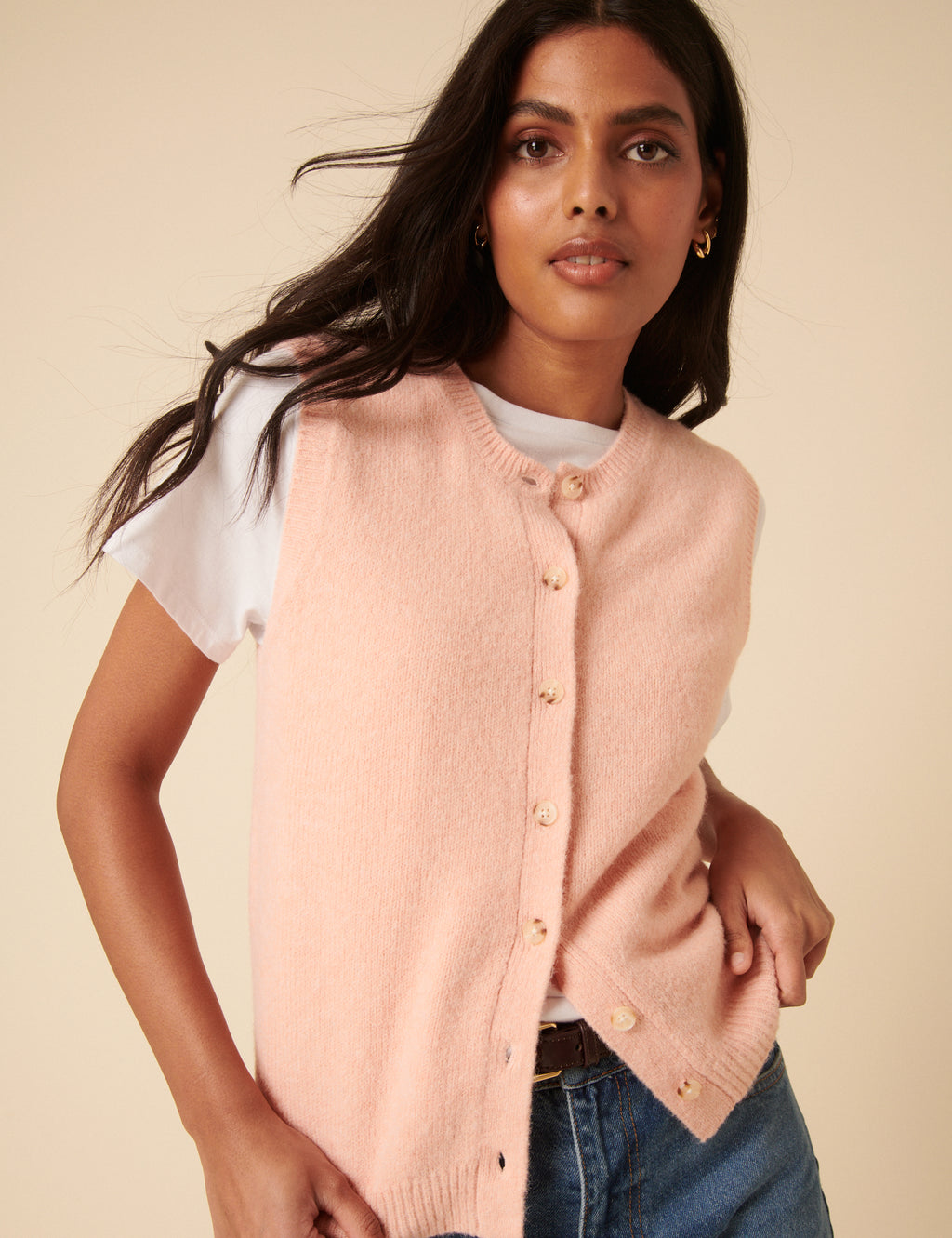 Sadie Knitted Vest, Soft Pink image 0