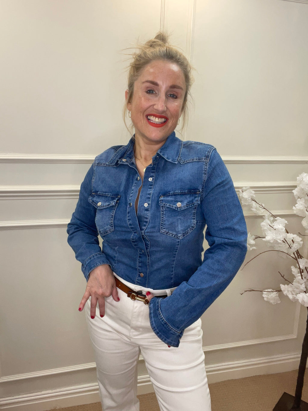 Clara Shirt, Luxe Stretch Denim image 0