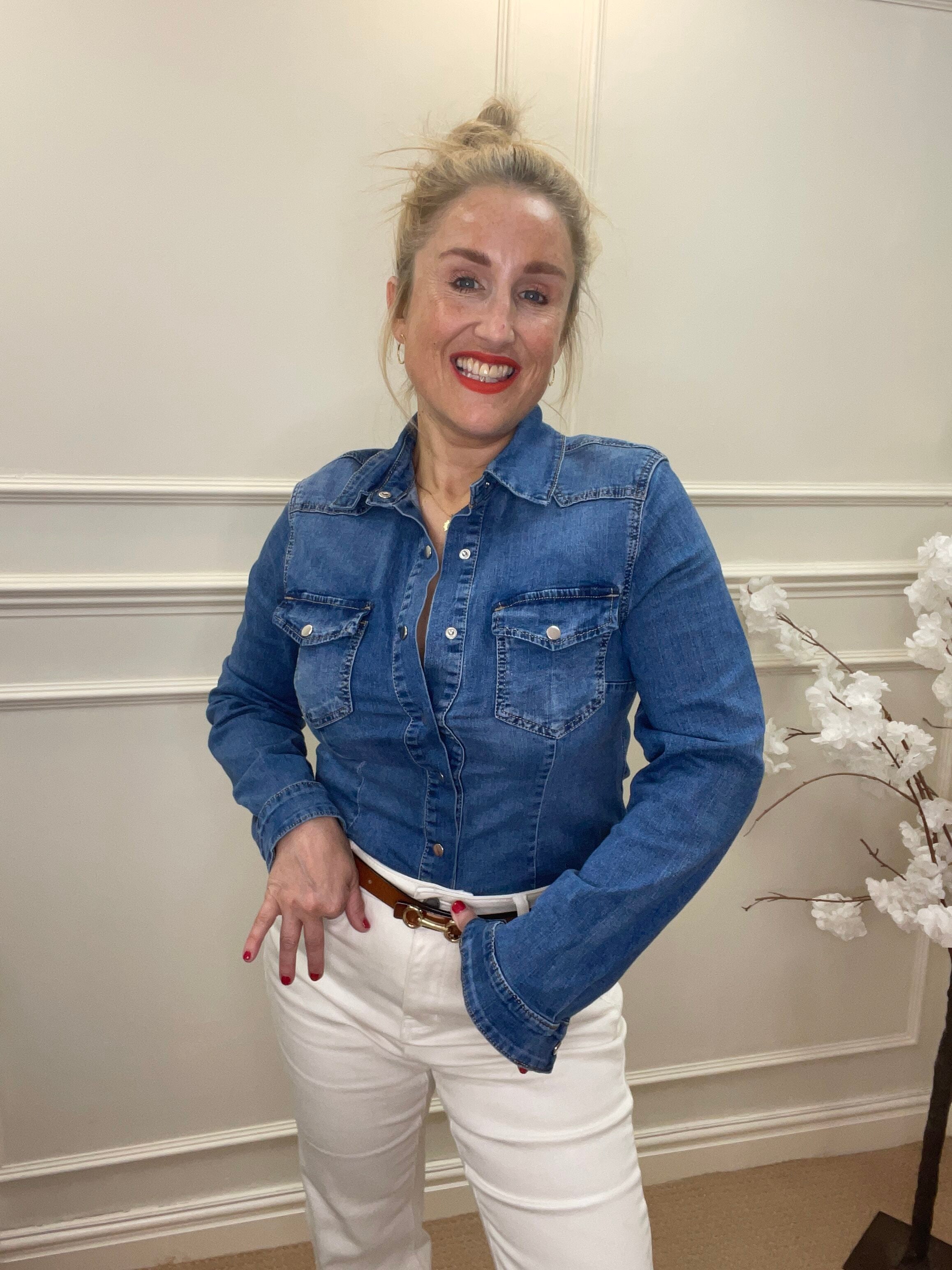 Clara Shirt, Luxe Stretch Denim image 0