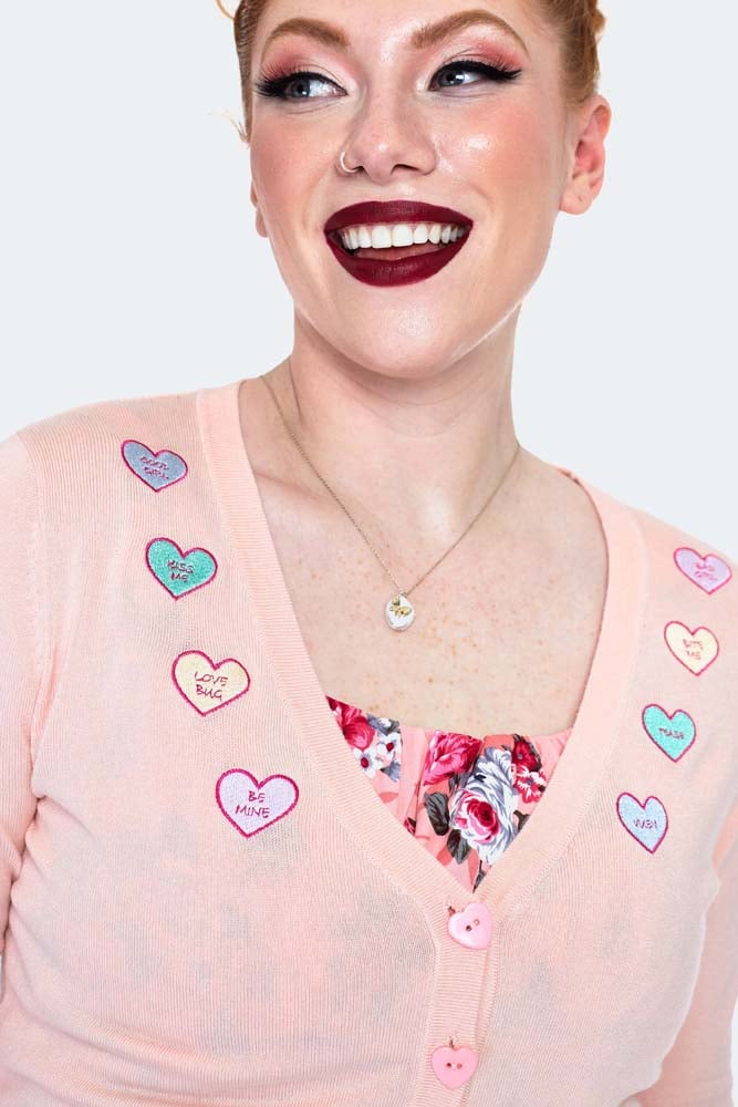 Kim Love Heart Cardigan, Pink image 1