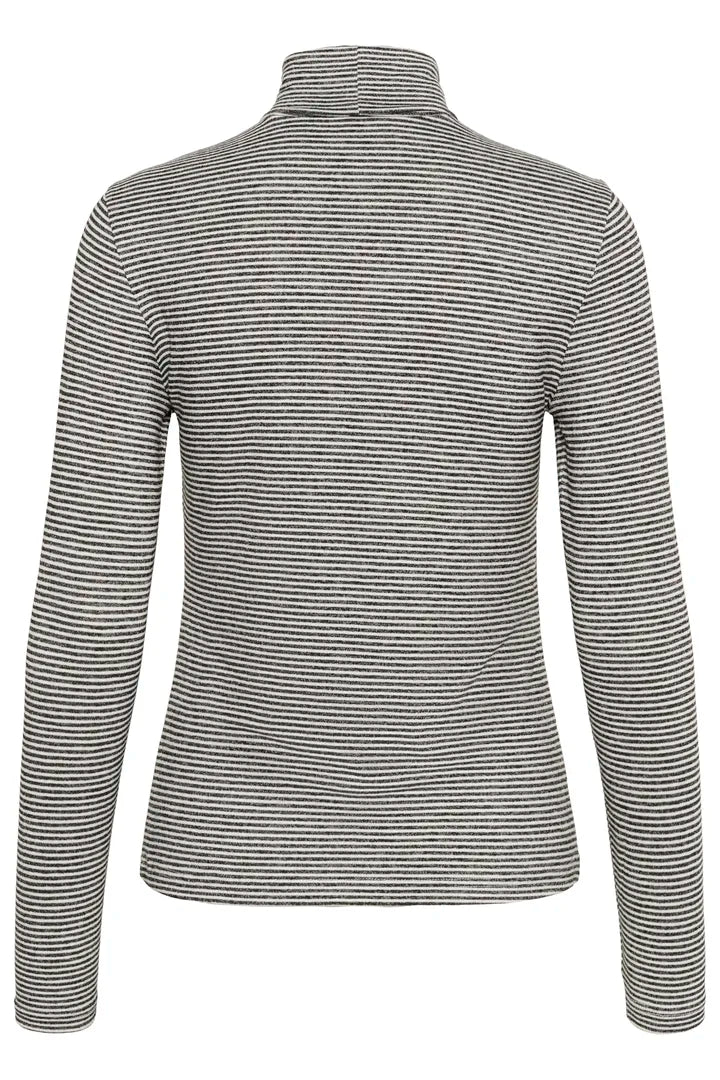 Amma Long Sleeve Rollneck Tee Shirt, Black and White Stripe image 5