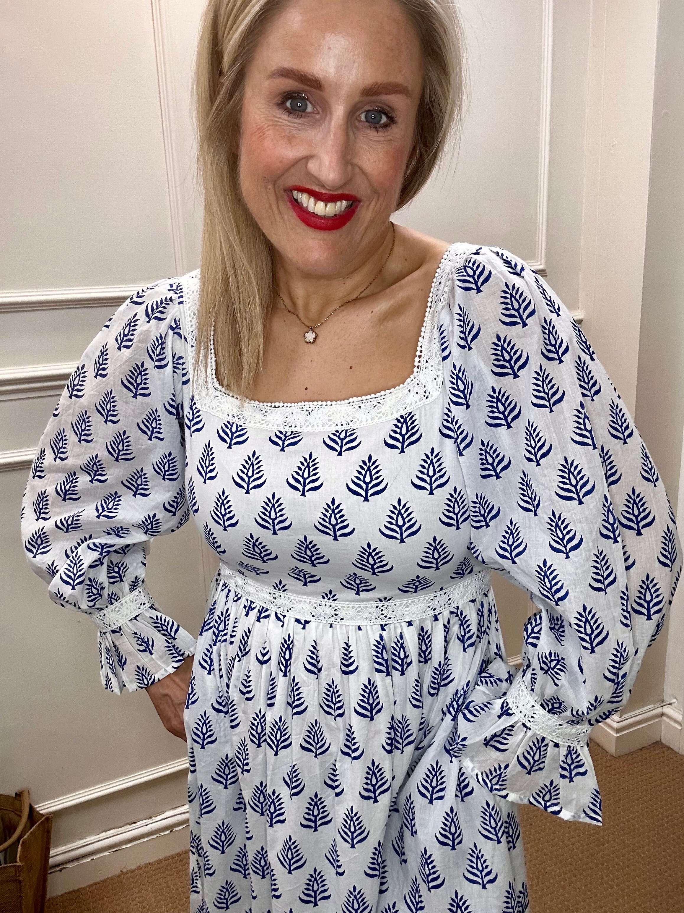 Anna Cotton Dress, Blue Lotus