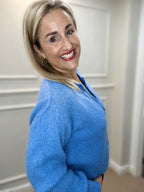 Maebh Zipped Cardigan, Cornflower Blue image 1