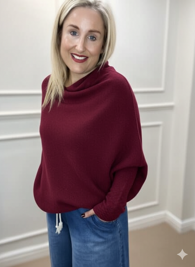 Asymmetric Knit, Burgundy image 0