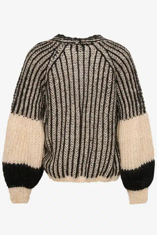 Liana Knit Cardigan, Cream & Black image 5