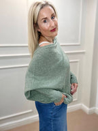 Asymmetric Knit, Moss Green image 2