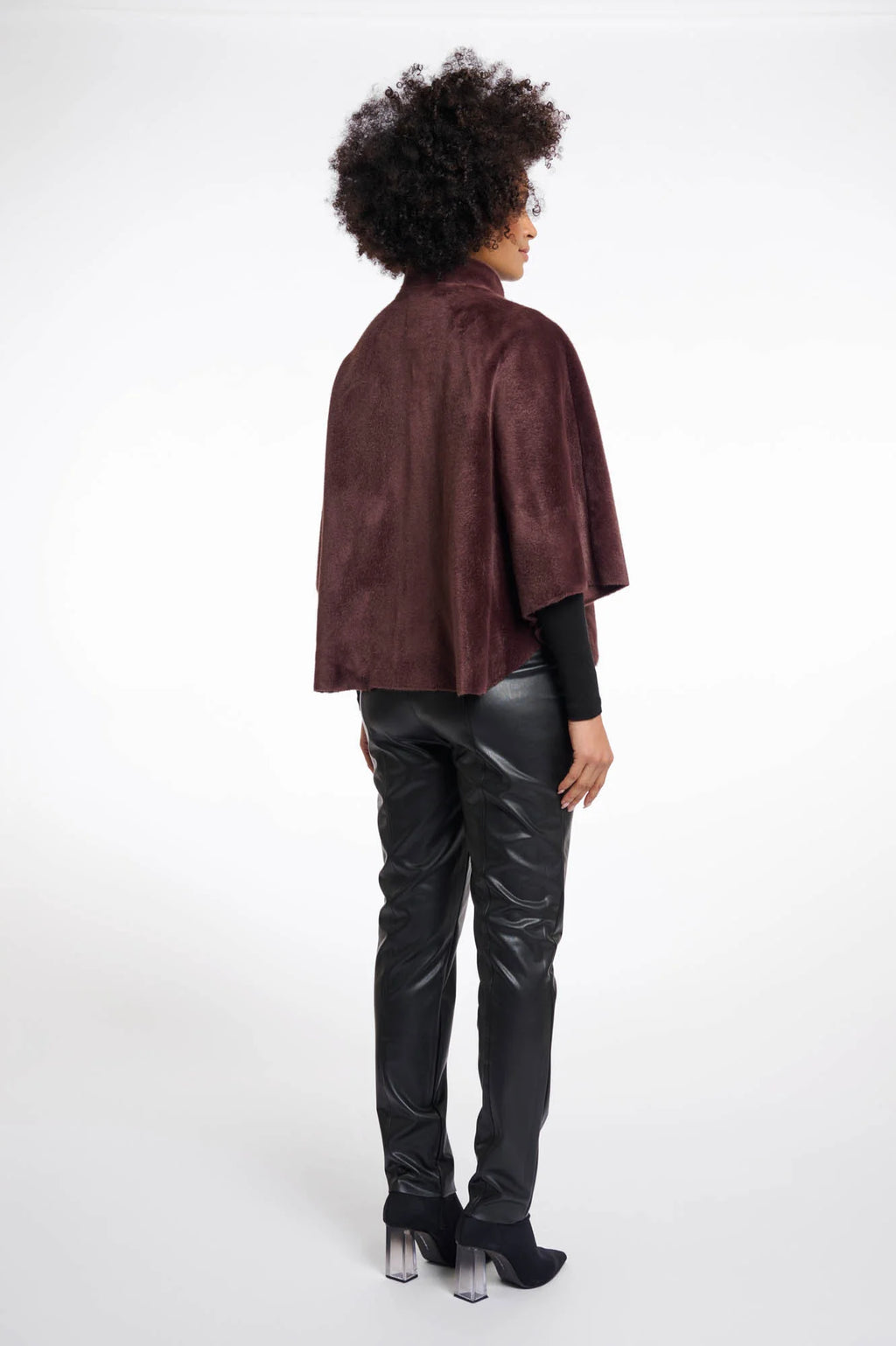Dewi Faux Fur Cape, Chocolate Bean image 2