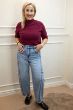 Harta Studded Crop Jeans, Light Blue Wash