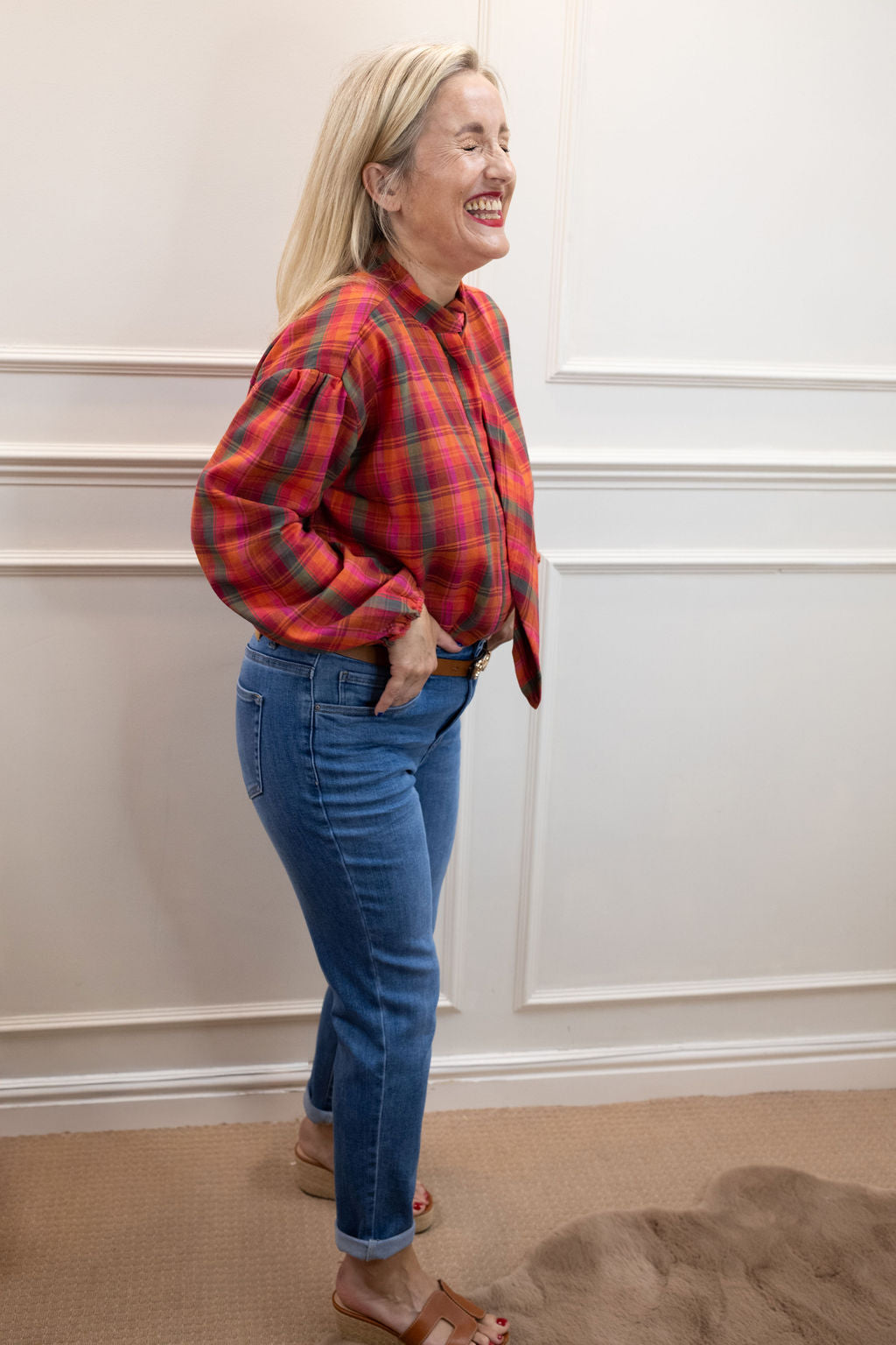 Inés Shirt, Pink Plaid