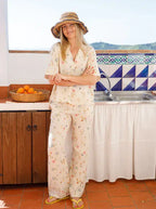Melina Linen Pant, Flower print image 0