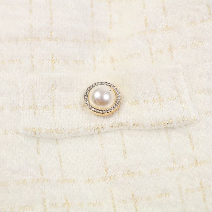 Classic Tweed Fringed Cardigan, Ivory image 6