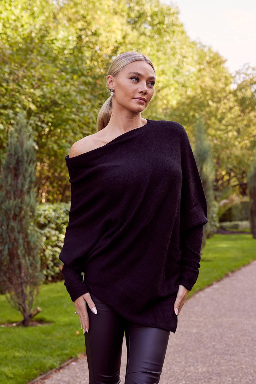 Asymmetric Knit, Black image 0