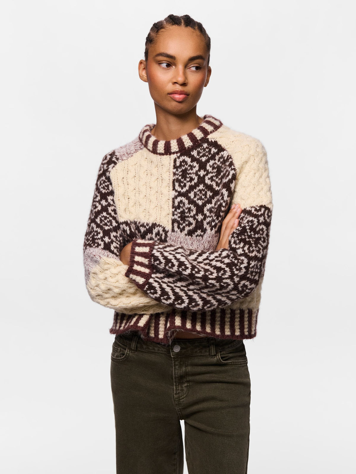 PCFusion Colorblock Knit, Greige