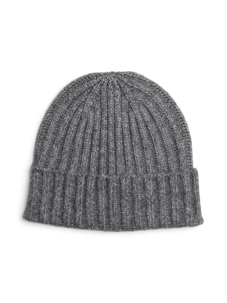 Margot Ribbed Beanie, Medium Grey Melange
