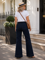 Sienna Button-Fronted Jean, Dark Blue