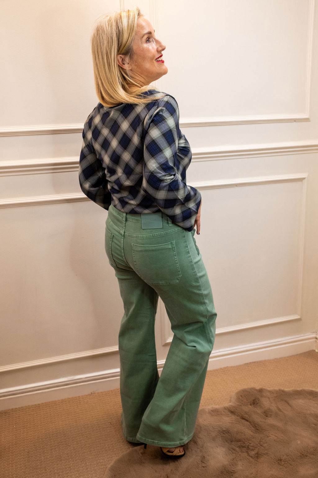 Minna Wide Leg Jeans, Sage Green