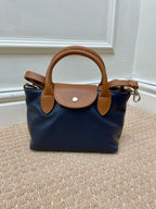 Peggy Longchamps-style Bag, Biscuit/Navy image 0