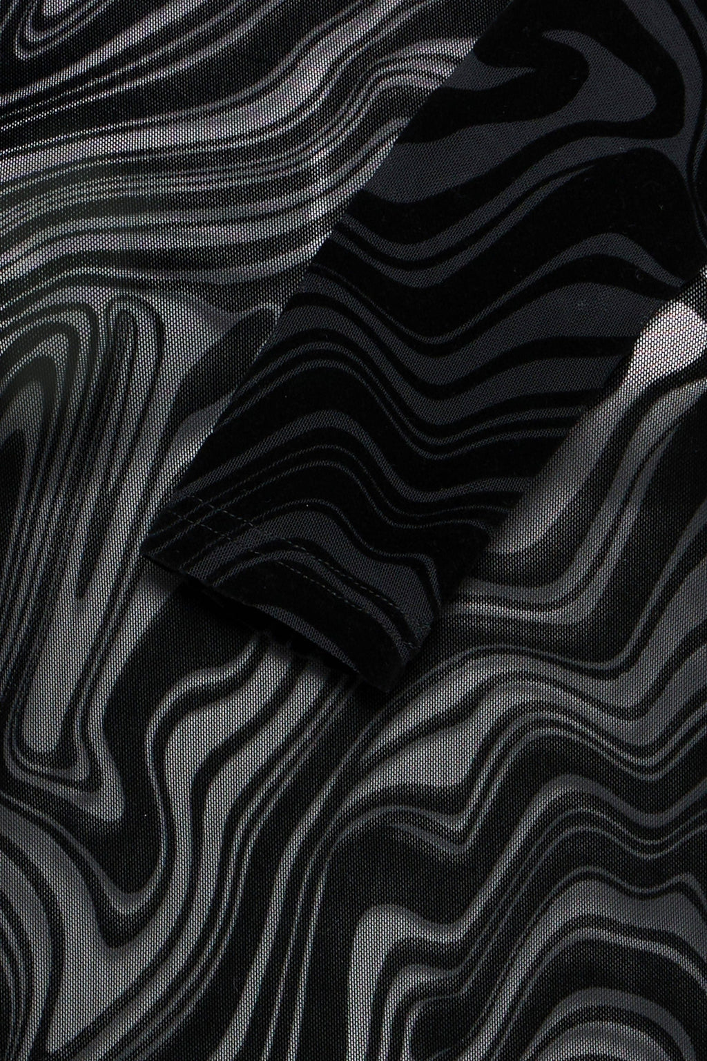 Deta Long Sleeve Top, Black Marble - side flat lay
