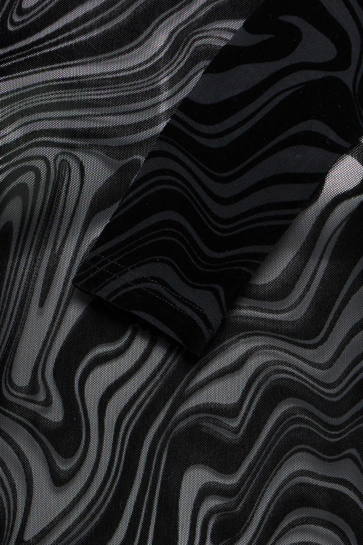 Deta Long Sleeve Top, Black Marble - side flat lay