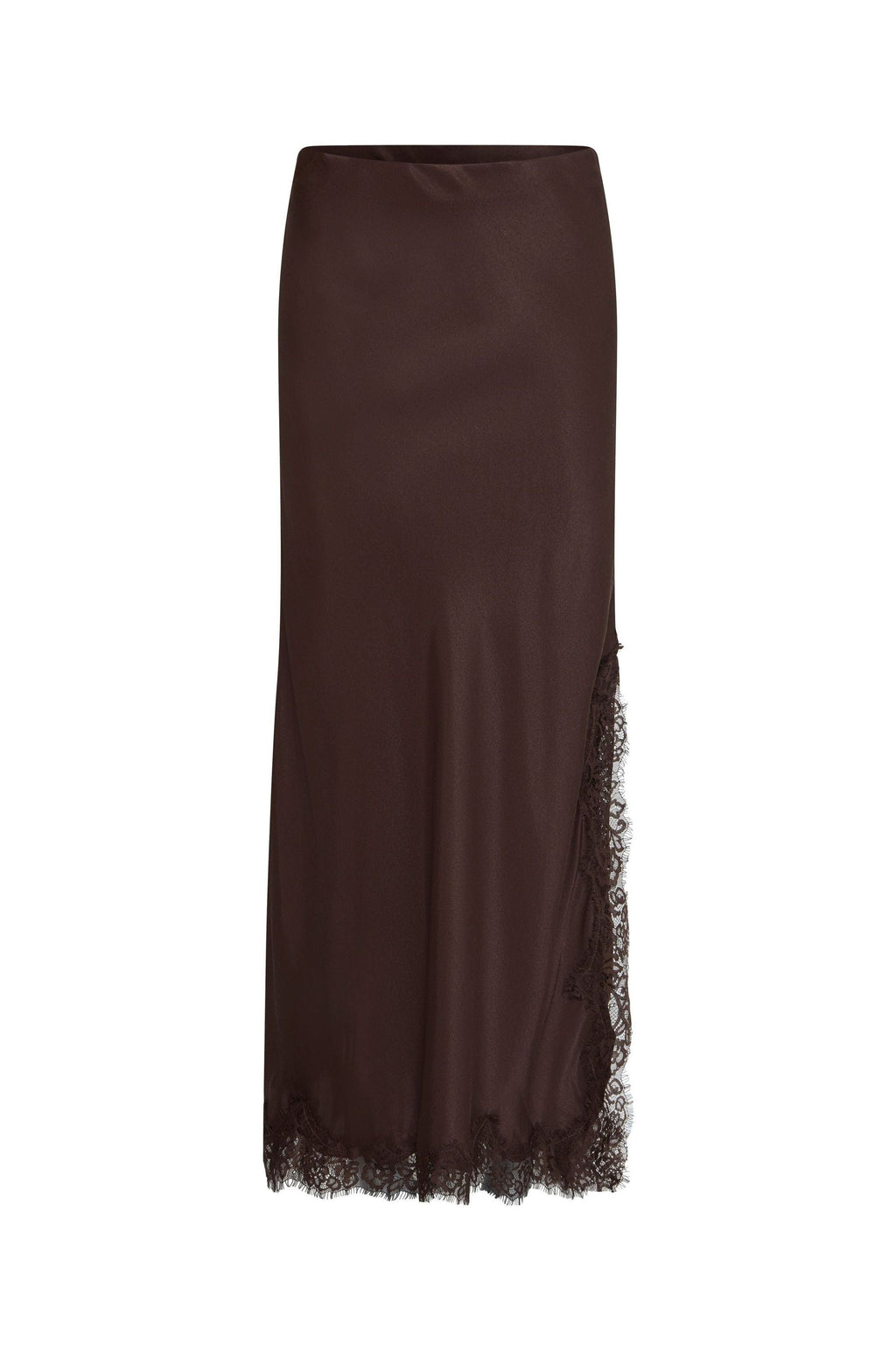 Shiny Skirt, Molé Brown - front flat lay