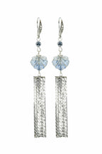 Silver Hematite Gemstone Maple Leaf Tassel Earrings image 0