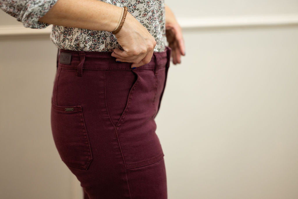 Alder Jean - Wide Leg, Burgundy