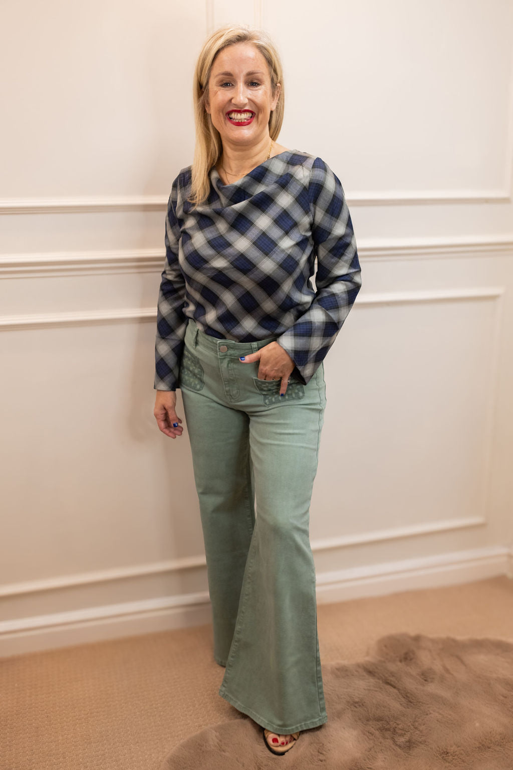Minna Wide Leg Jeans, Sage Green