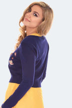 Space Chic Embroidered Cardigan, Navy image 4