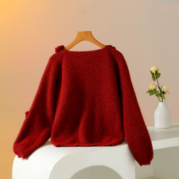 Rosie Knit  Cardigan, Burgundy image 9