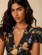 Layla Midi Dress, Black Floral Print image 2
