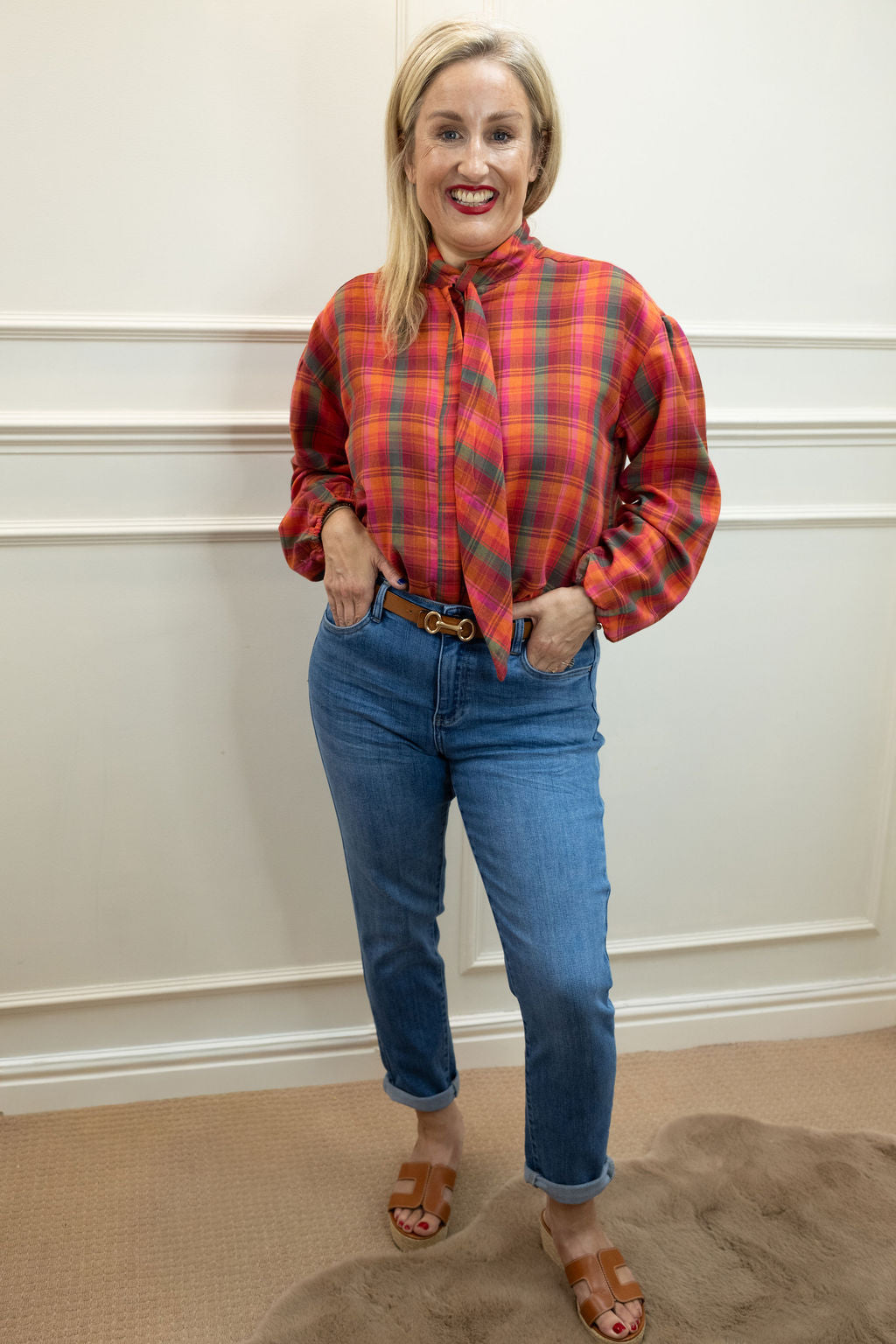 Inés Shirt, Pink Plaid