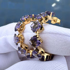 Gold-Plated Hoop Earrings, Lilac Sparkle image 1