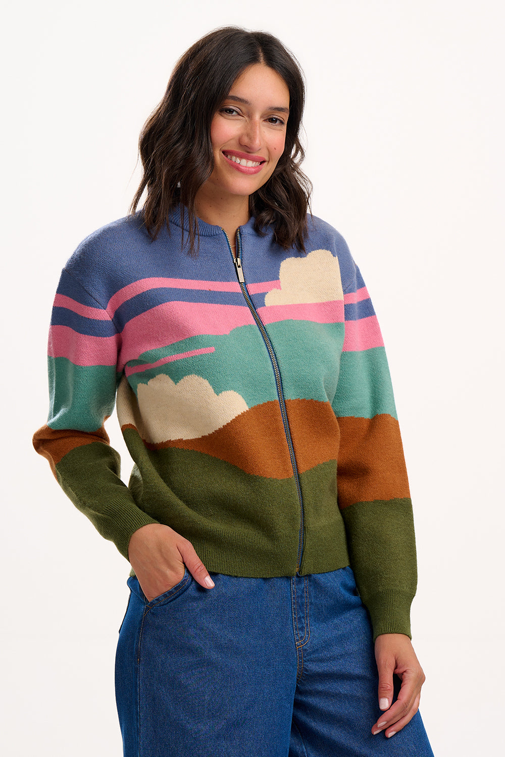 Solana Knitted Bomber, Multi, Cloudy Hills image 0