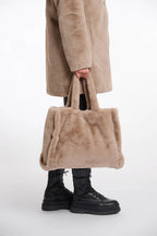 Daan Faux Fur Big Shopper Bag, Oat image 1