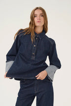 Abina Boxy Blouse, Indigo image 0