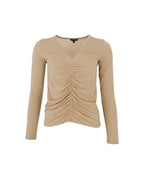 Faye Lurex V-neck Blouse, Gold colour image 2