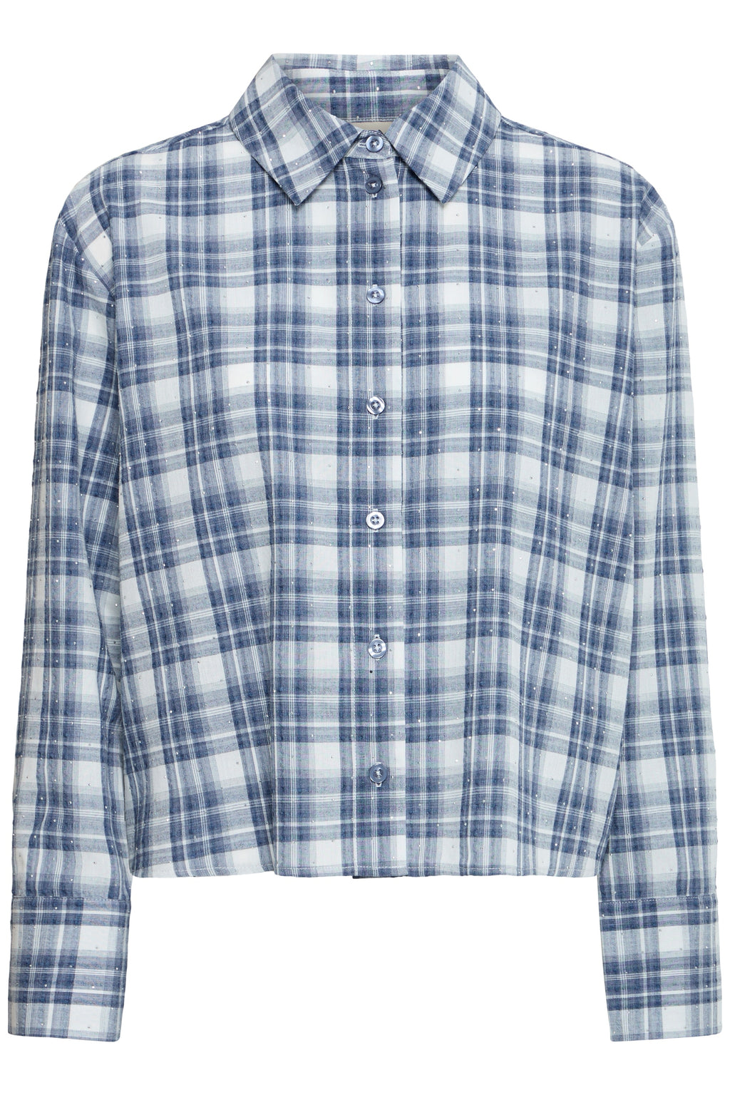 Crina Shirt, Blue Check - front