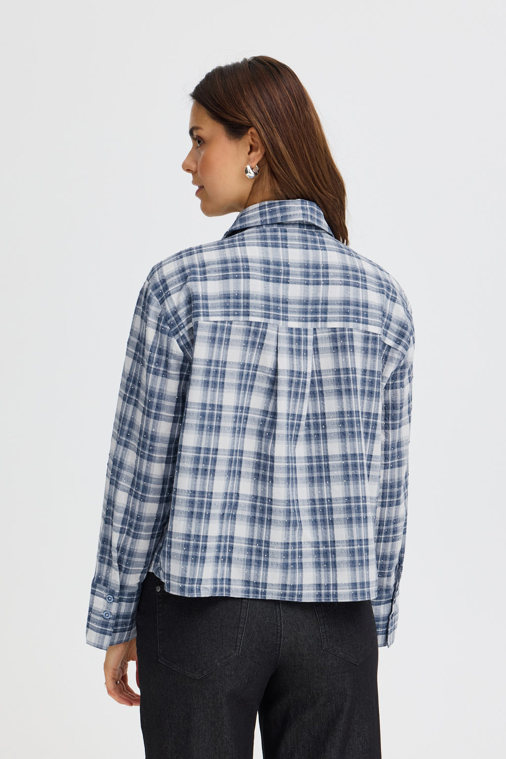 Crina Shirt, Blue Check - styled back
