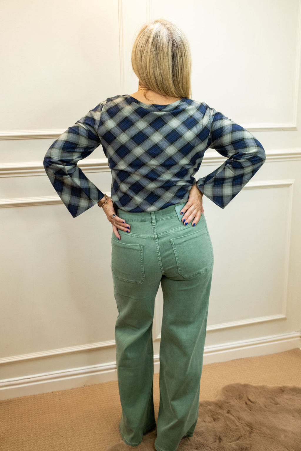 Minna Wide Leg Jeans, Sage Green