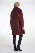 Geesje Faux Fur Coat with Detachable Collar, Chocolate Bean image 3