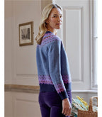 Nordic Fairisle Yoke Cardigan, Denim Multi