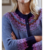 Nordic Fairisle Yoke Cardigan, Denim Multi