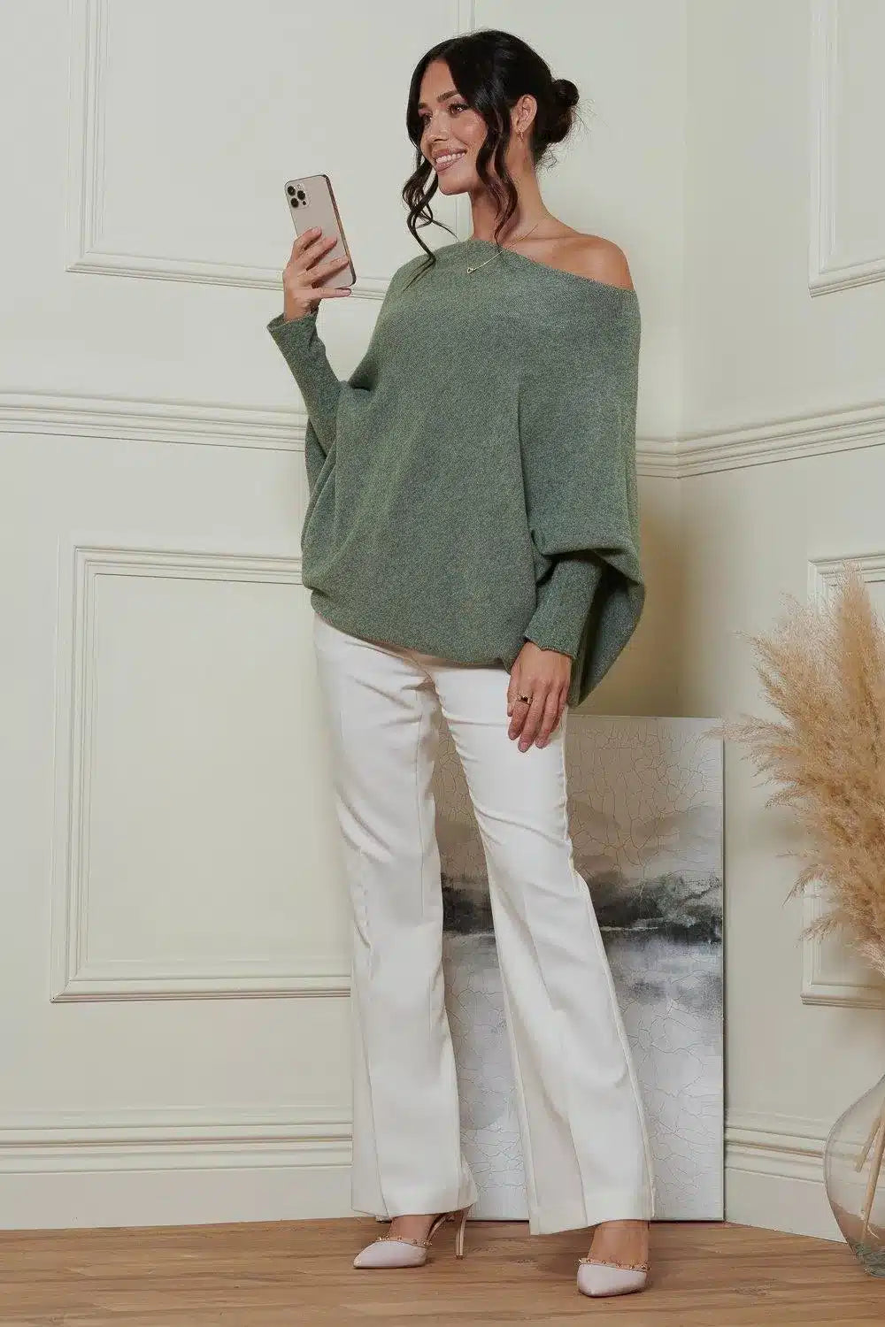 Asymmetric Knit, Moss Green image 7