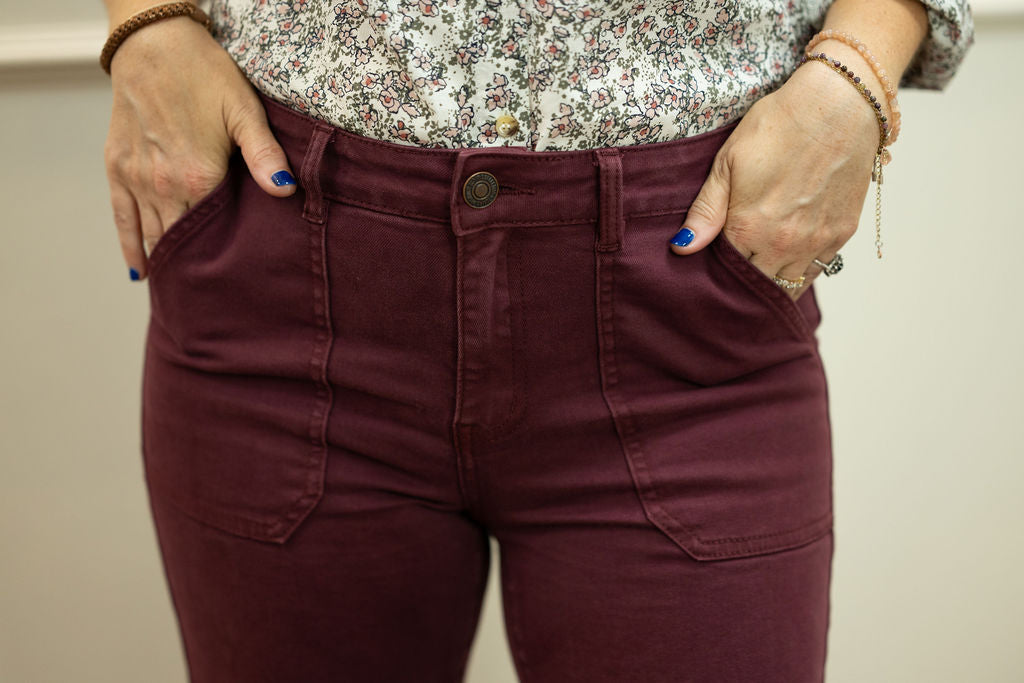 Alder Jean - Wide Leg, Burgundy