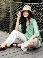 Luna Flared Sleeve Blouse, Floral Green Mix image 0