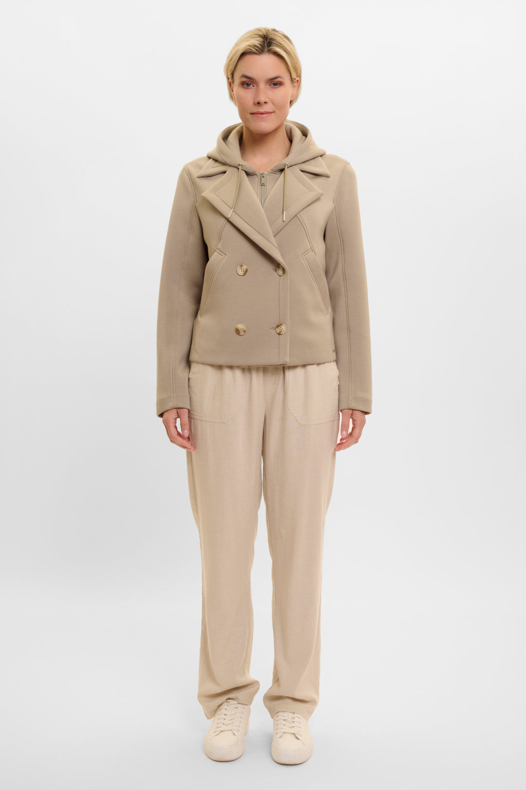 Jennifer Jacket with Detachable Hood Collar, Dusty Khaki image 4