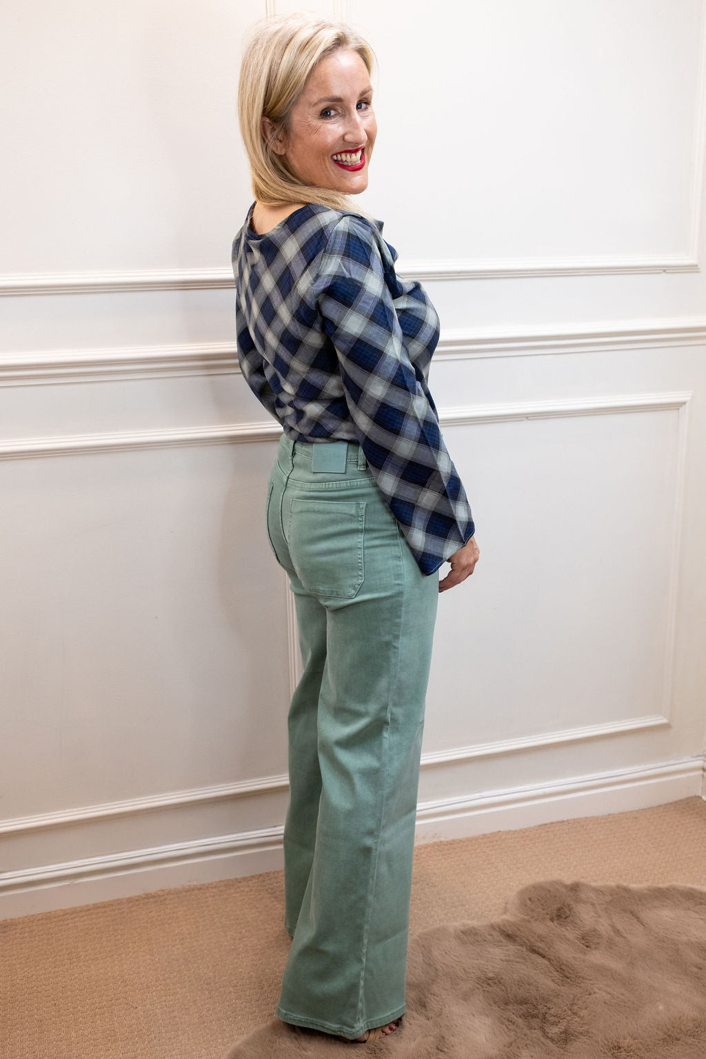 Minna Wide Leg Jeans, Sage Green