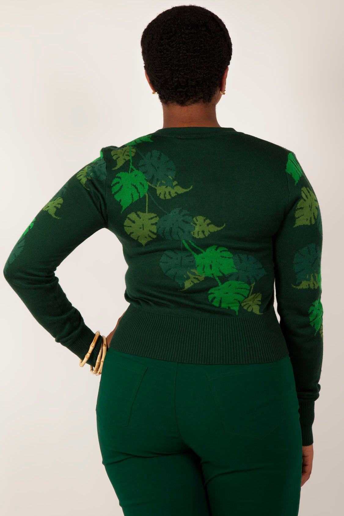Marian Cardigan, Green Leaf print image 3